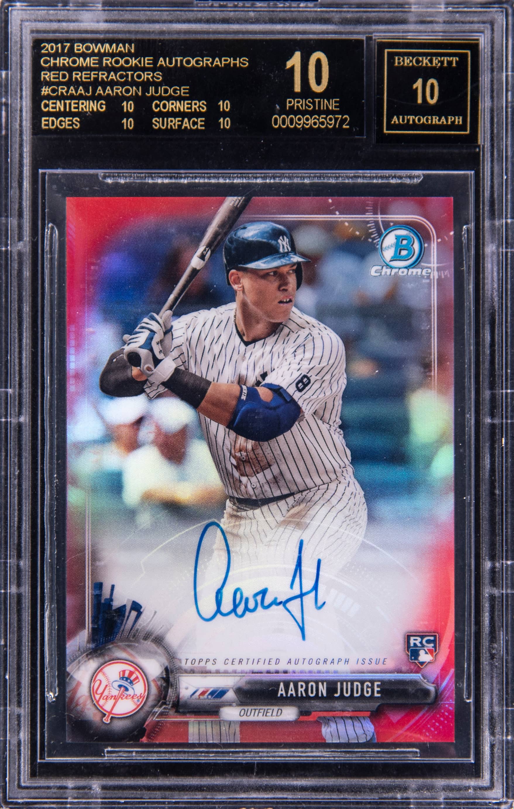 Aaron Judge 2017 Bowman Chrome Red Auto /5 BGS 10