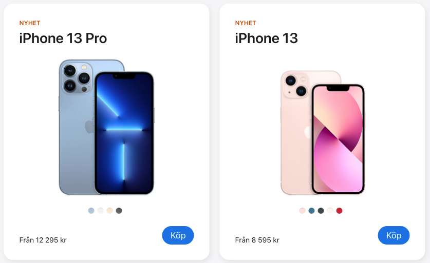 Product relations - iPhone 13 Pro vs Iphone 13