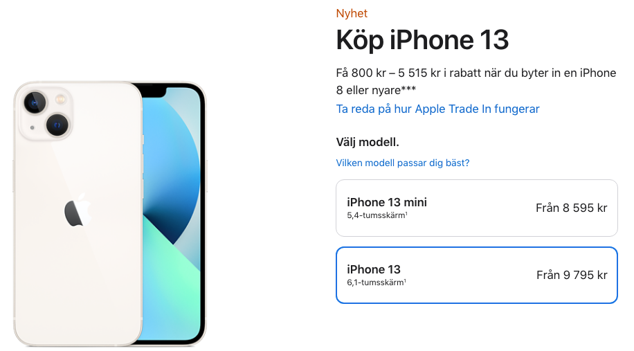 Product relations - iPhone 13 vs iPhone 13 Mini