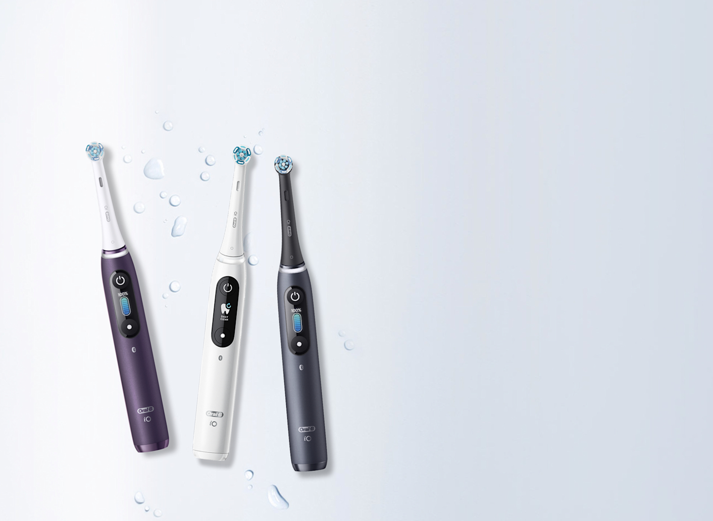 Oral-B iO series brush collection in Rose Quartz, Alabaster and Onyx