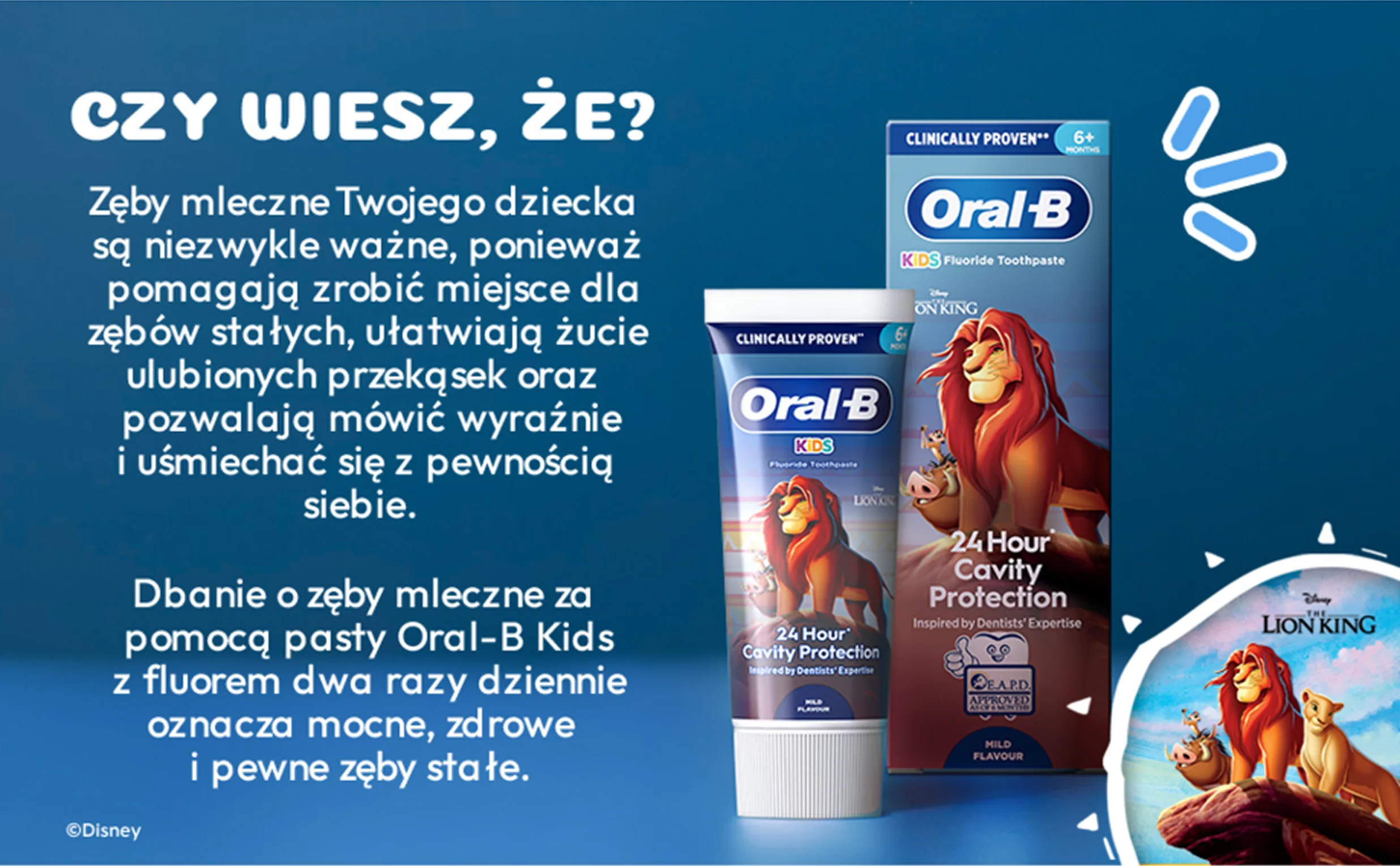 Oral-B Kids Od 6 Miesięcy Do 6 Lat Król Lew Pasta Do Zębów, Owocowy Smak, z Fluorkiem Sodu, 60ml 