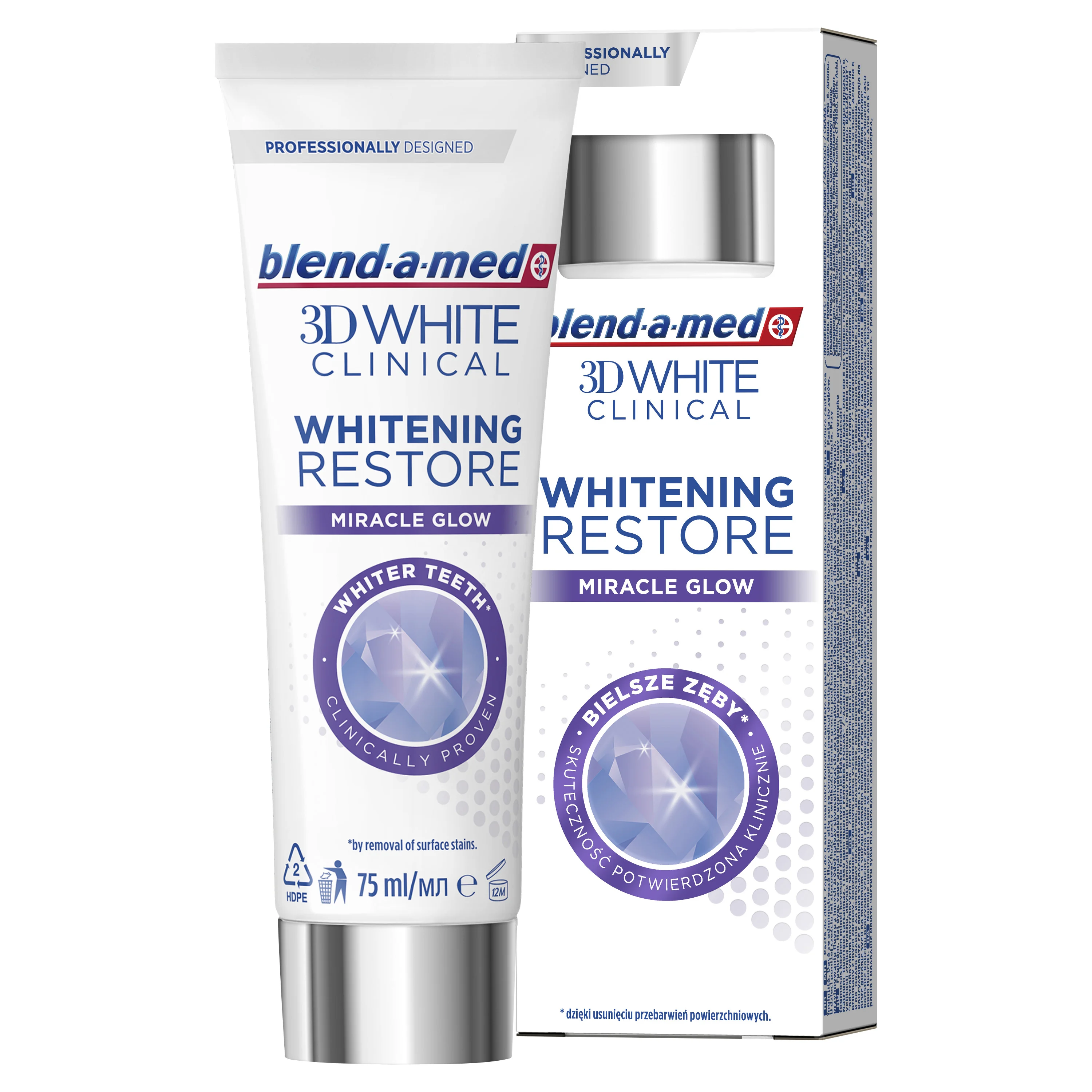 Blend-a-med 3D White Clinical Miracle Glow Pasta do zębów - Main 