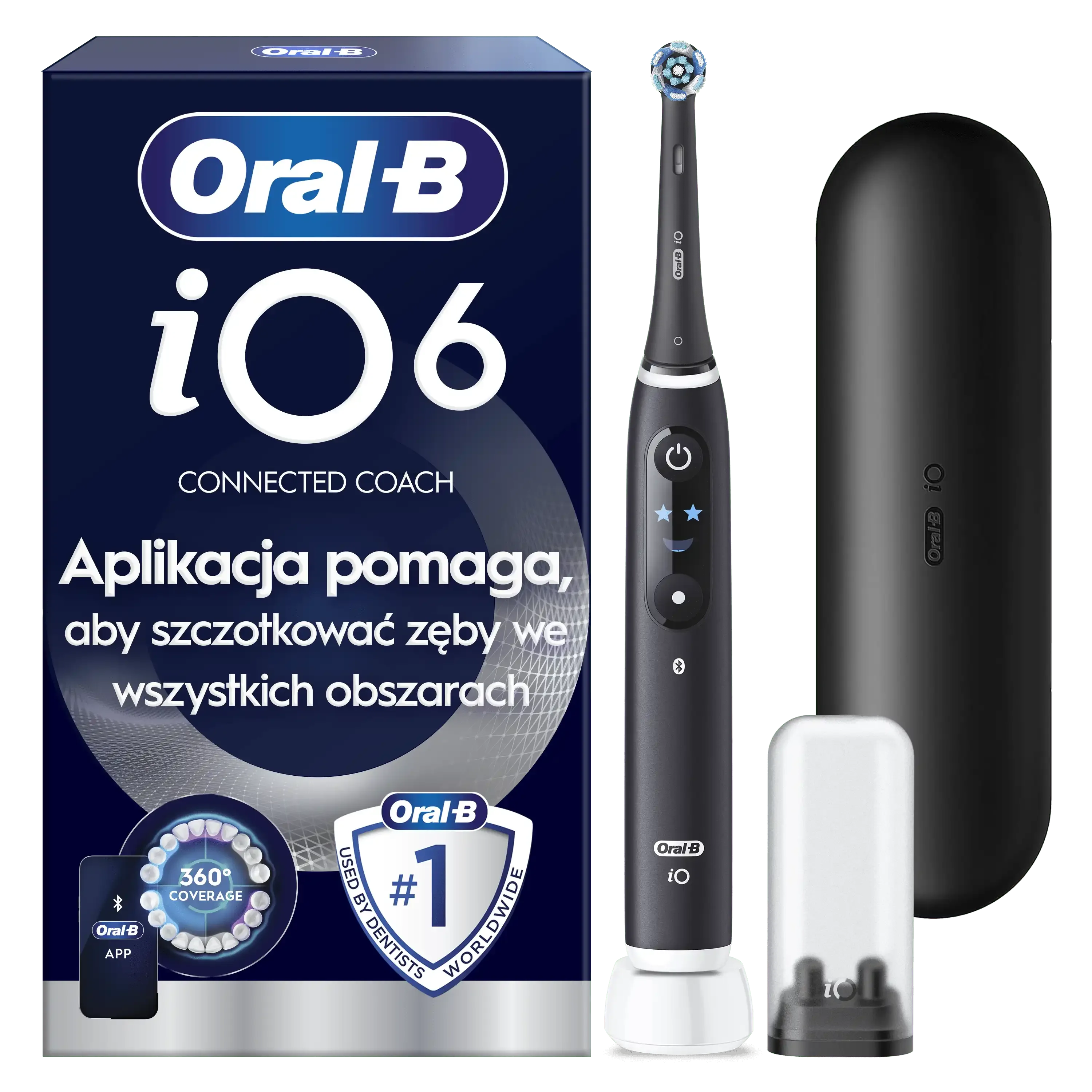 Oral-B iO 6 Szczoteczka Elektryczna | 1 Końcówka | Etui Podróżne Premium