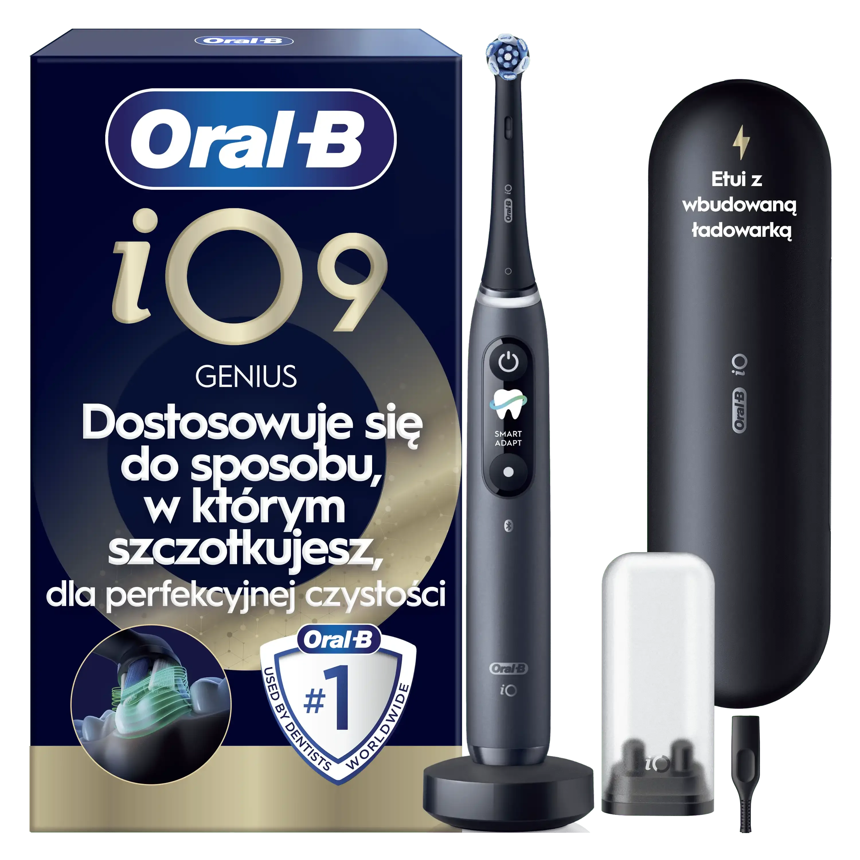 Oral-B iO 9 Szczoteczka Elektryczna | 1 Końcówka | Etui Podróżne Z Funkcją Ładowania