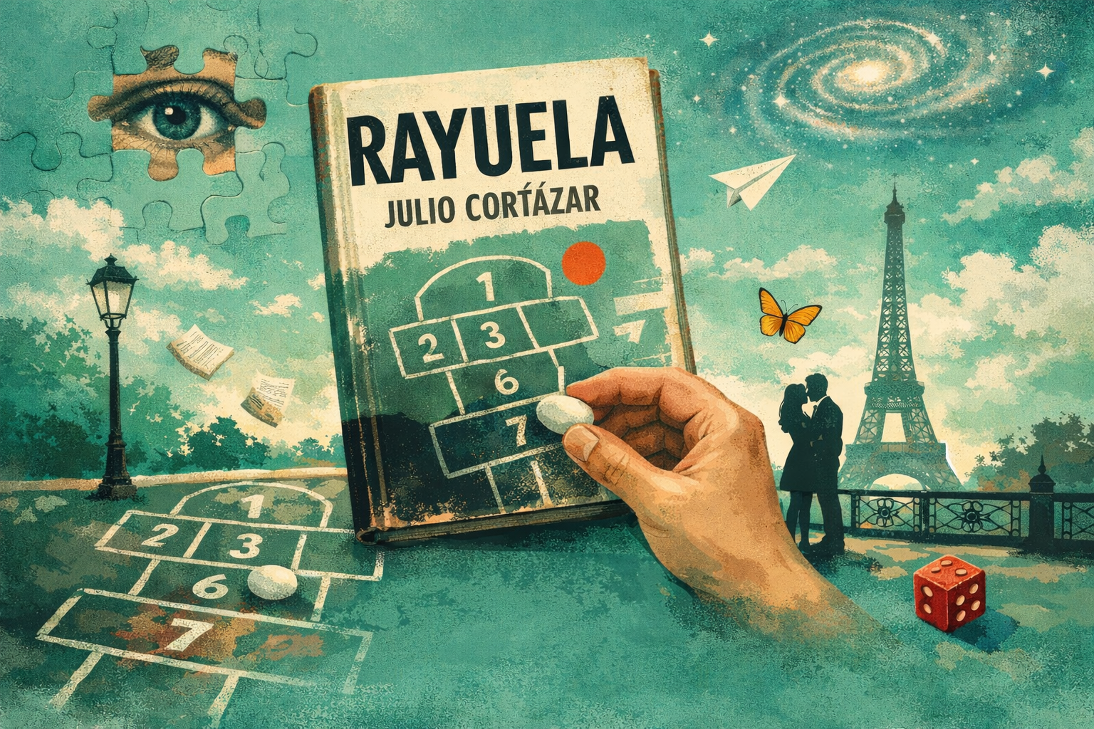 Rayuela, de Julio Cortázar, es una novela experimental que invita a leerse de múltiples formas. Explora el amor, la búsqueda de sentido y la alienación a través de un juego literario que rompe las reglas tradicionales del relato.