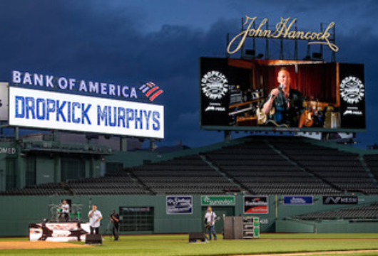 Dropkick Murphy performing at Fenway park in their “Streaming Outta Fenway” live stream video concert