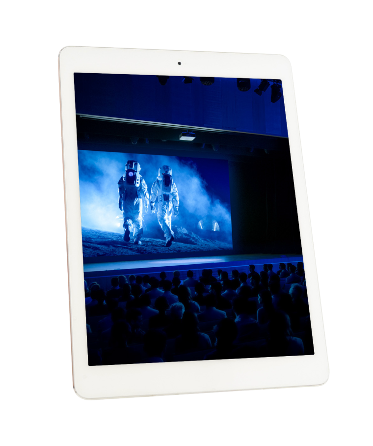 Tablet with movie theater on screen