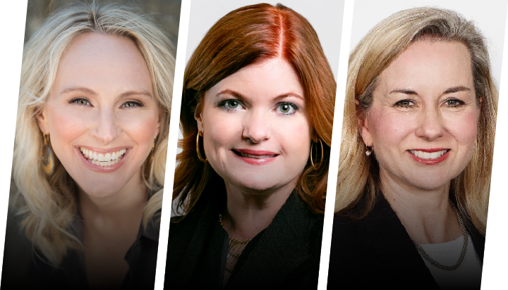 Headshots of Latane Conant (6sense), Paige O’Neill (Sitecore), and Margaret Franco (Finastra)