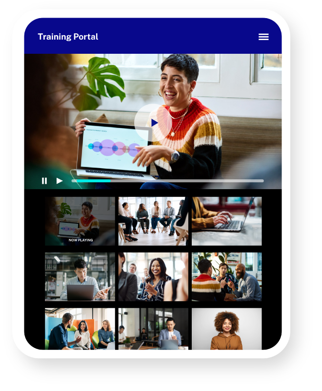 Portal de vídeos de formación para empleados en una tablet
