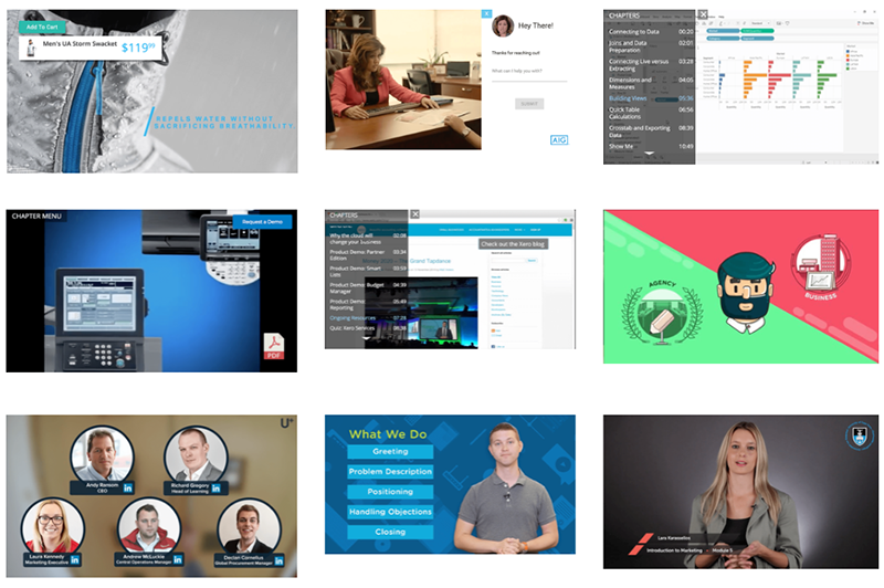 Tiled image of the Brightcove interactive gallery’s video features.