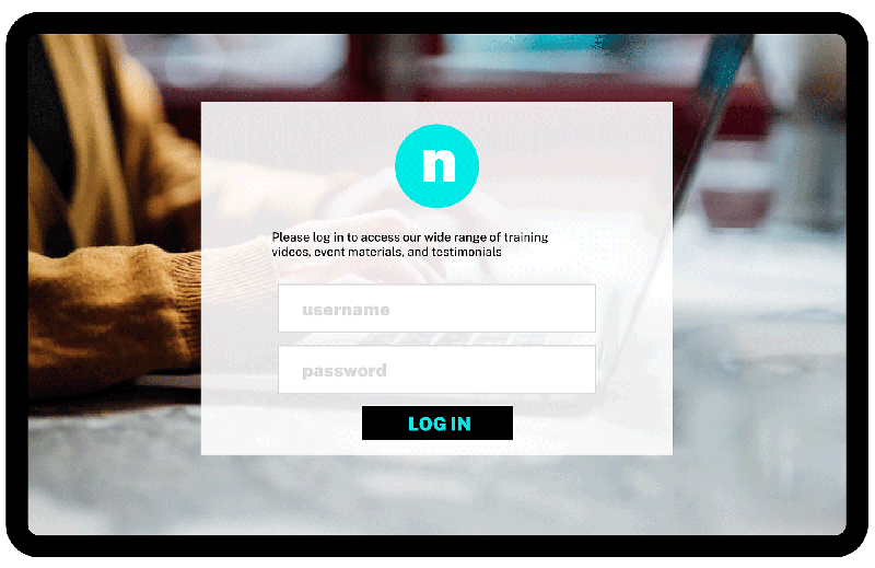 Video streaming account login screen on a tablet