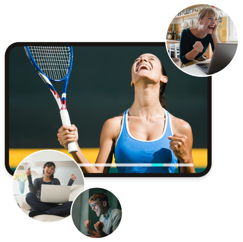 Des personnes regardent un match de tennis en streaming vidéo sur une tablette PC