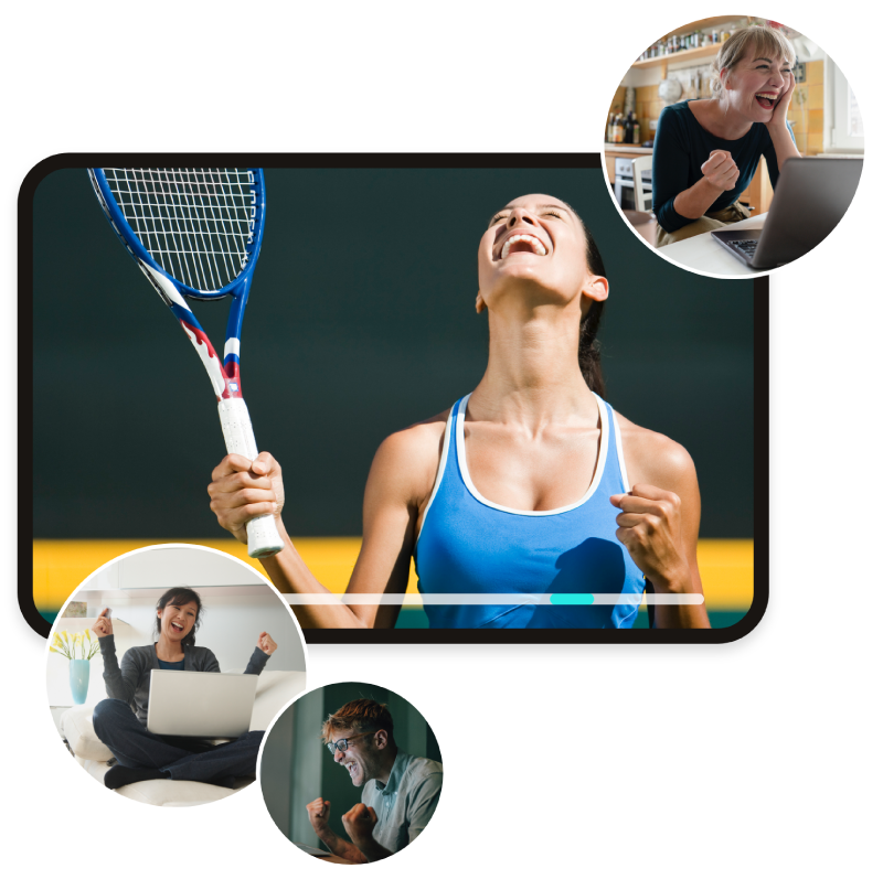 Tennis Sports video stream event watched by people on a laptop tablet