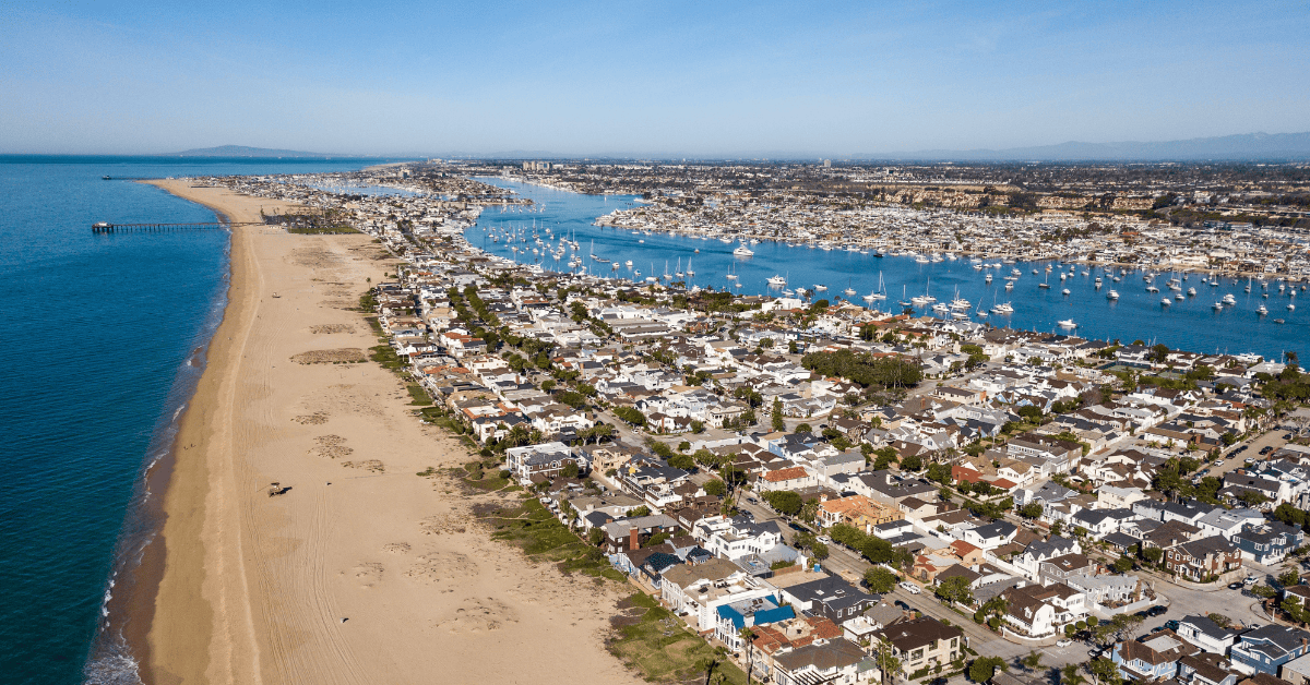 <figcaption class="wp-element-caption">Aerial view of Newport Beach, California. <em>Image credit: KKStock/Gettyimages</em></figcaption>