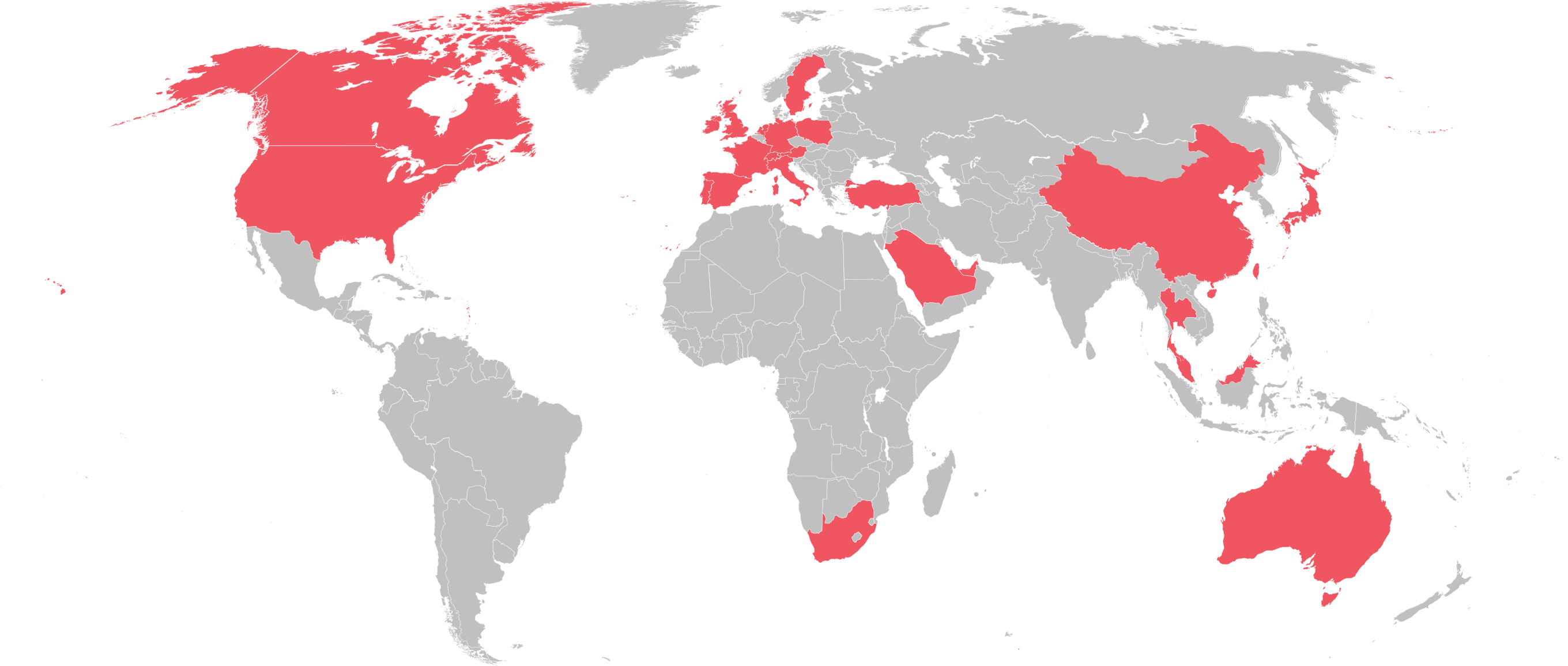 A map showing how City to City rides are available in countries around the world.