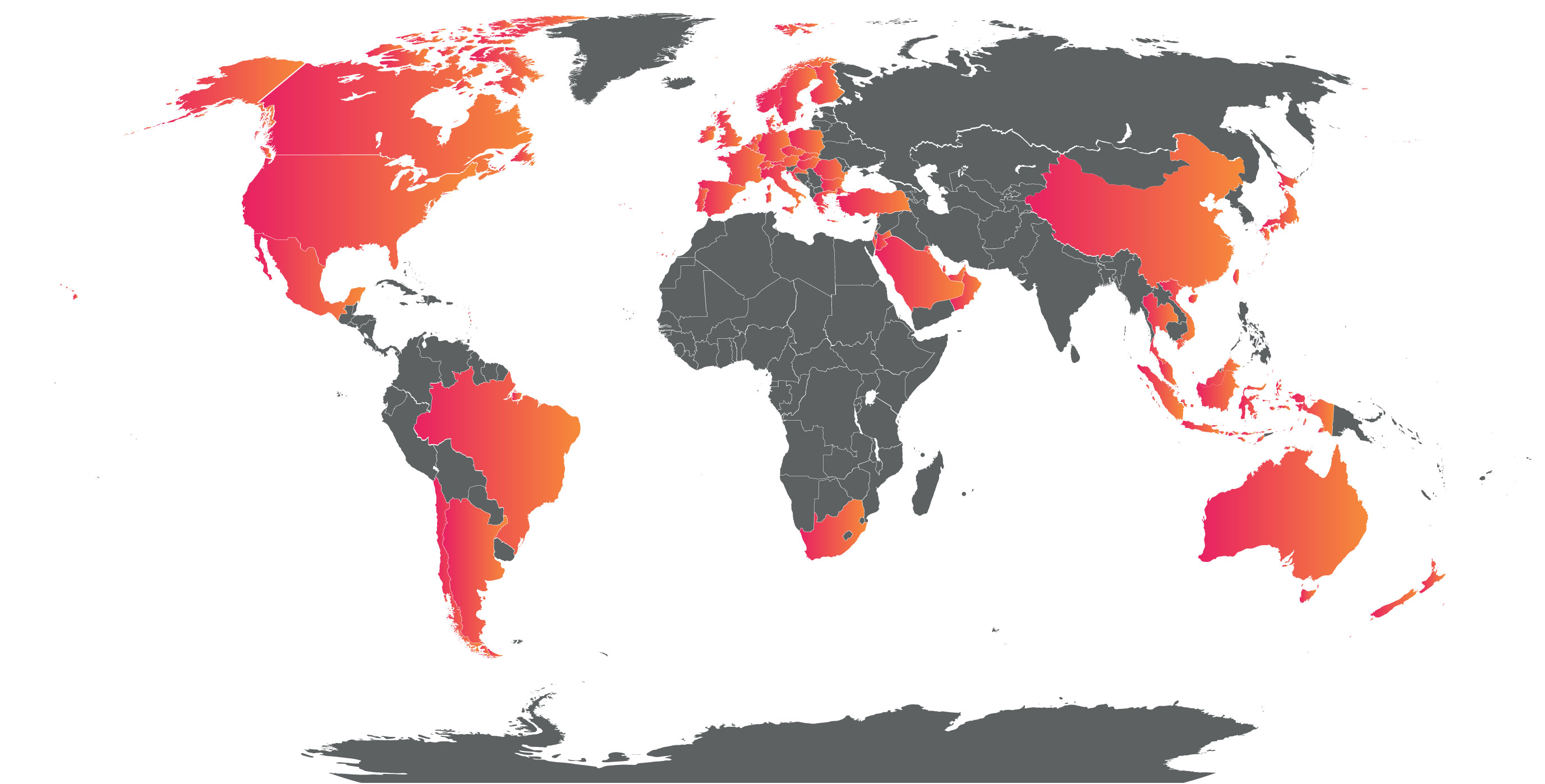 A map showing how City to City rides are available in countries around the world.