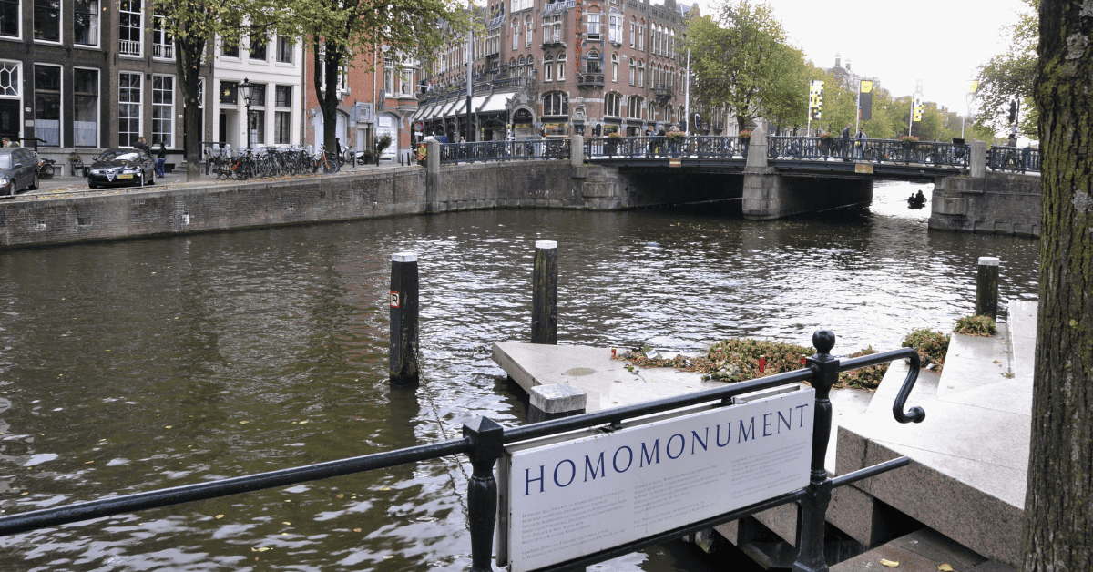 <figcaption class="wp-element-caption">The Homomonument in Amsterdam is a central memorial honoring persecuted gay men and lesbians based on their sexual orientation. <em>Image credit: Wikimedia</em></figcaption>