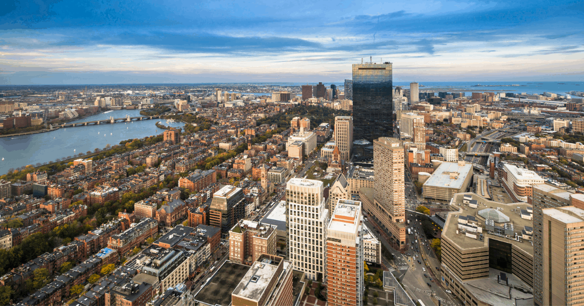 <figcaption>An aerial view of Boston. <em>Image credit: HaizhanZheng/iStock</em></figcaption>