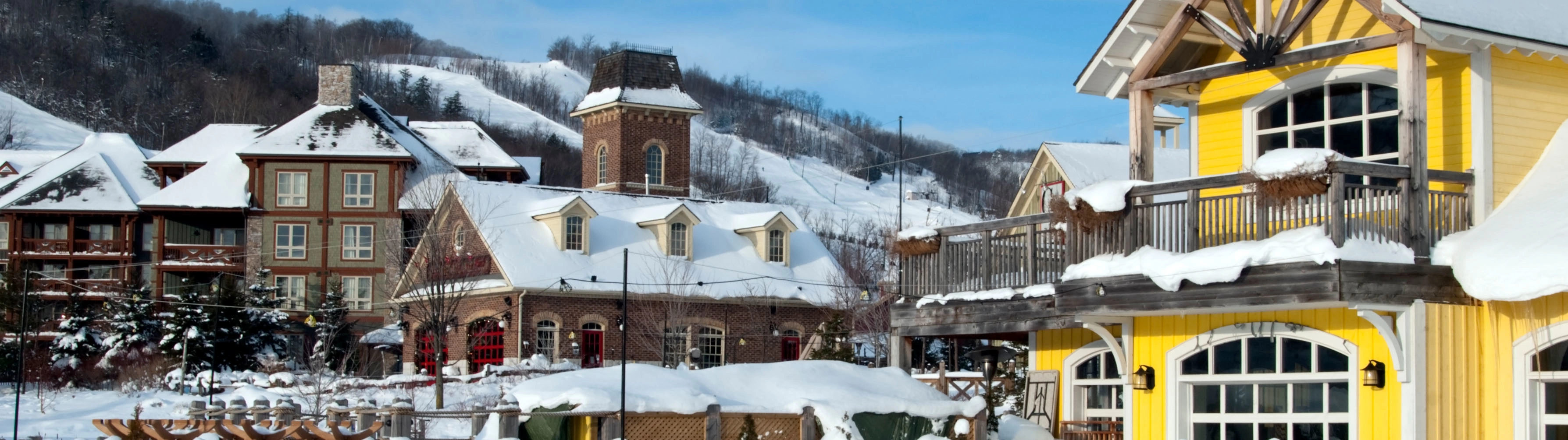 The colorful chalets and cabins of Blue Mountain.
