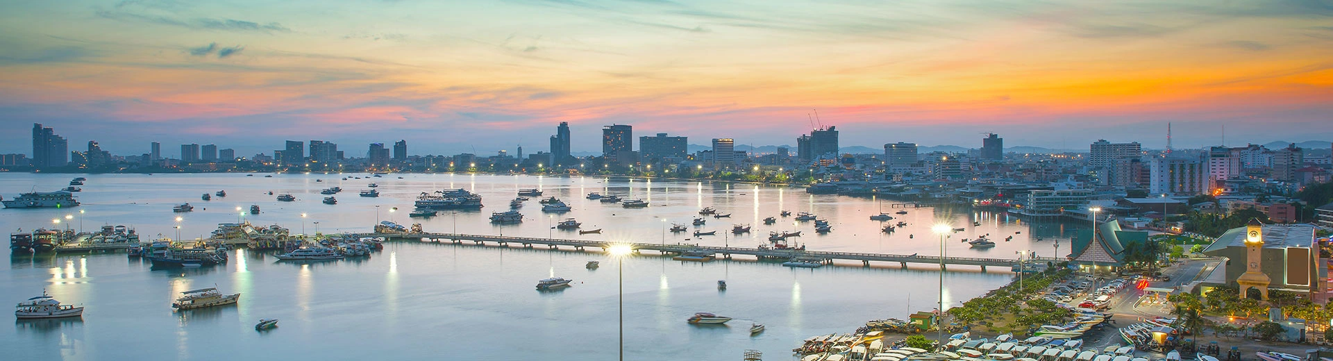 A beautiful sunset over the Pattaya skyline.