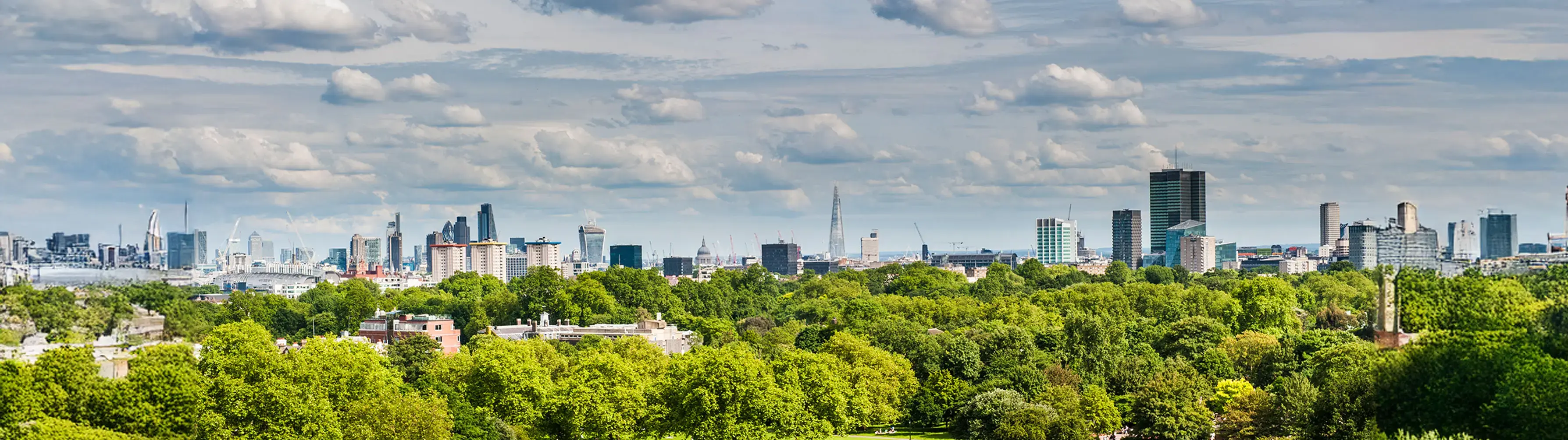 London skyline including The Shard from Primrose Hill.