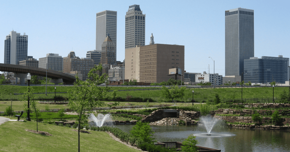 <figcaption class="wp-element-caption">Tulsa Skyline, Oklahoma, U.S.&nbsp;<em>Image credit: Wikimedia</em></figcaption>