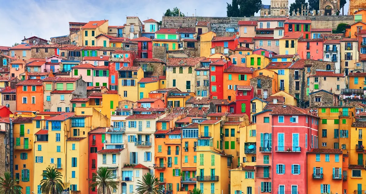 Colourful houses in Menton's old town.