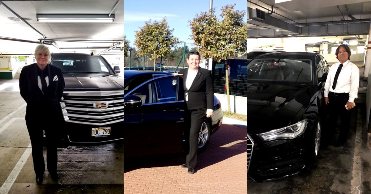 <figcaption>Our Blacklane chauffeurs (L-R): Lynn, Annalisa, and Cecelia.<em> Image credit: supplied</em></figcaption>