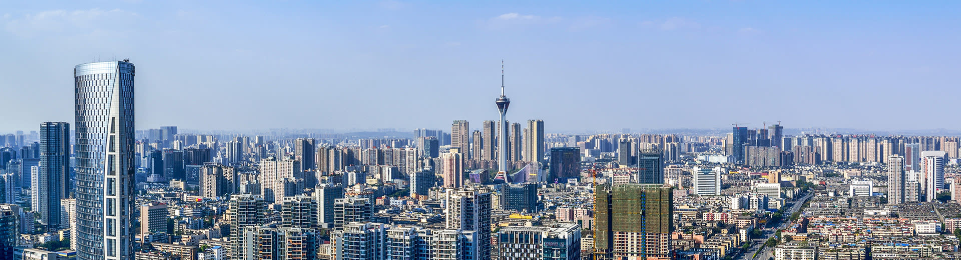 The sprawling cityscape of Chengdu stretches for as far as the eye can see.