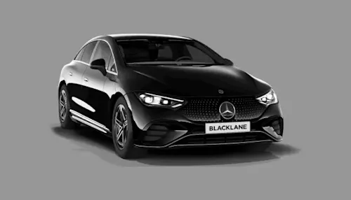Exterior shot of a sleek Mercedes EQS, Blacklane's electric class vehicle.