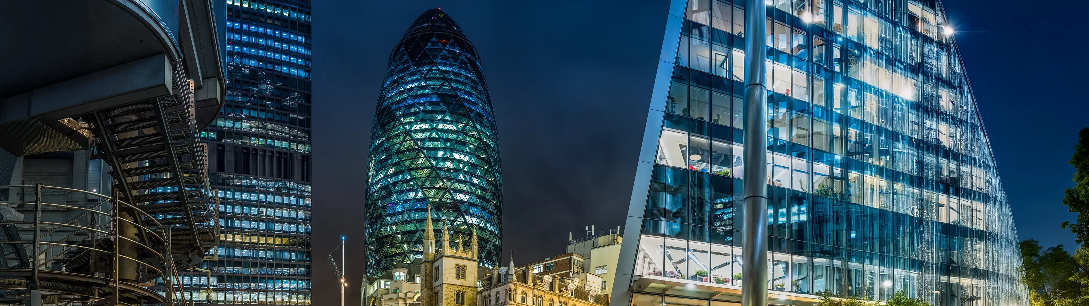 Towers of the London skyline from Aldgate