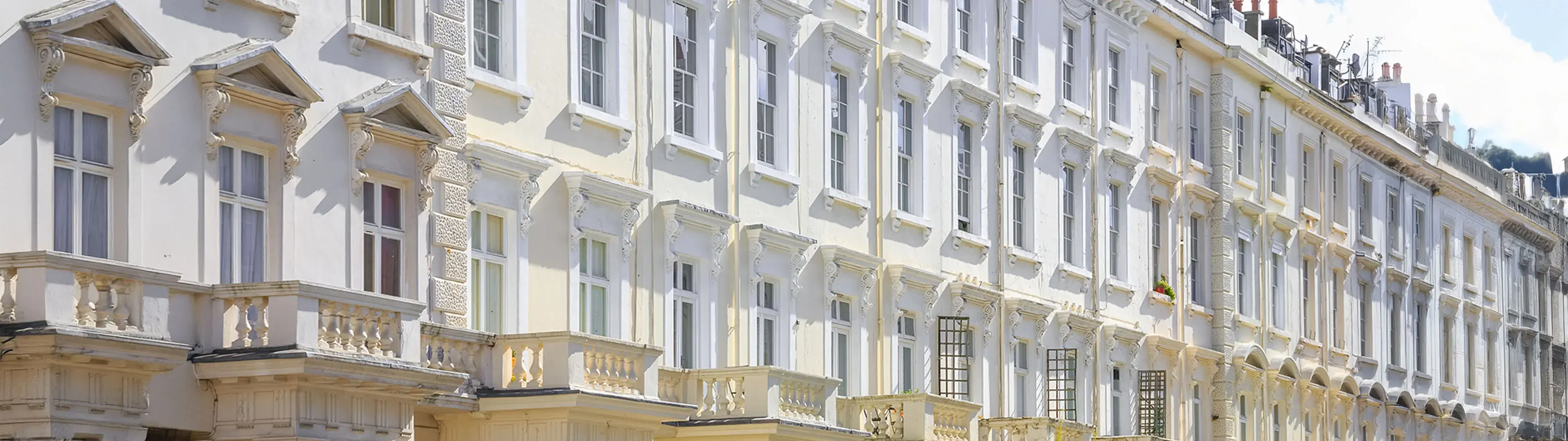 A street of terraced townhouses in London's Pimlico.