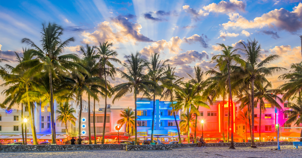 <figcaption class="wp-element-caption">South Beach is a renowned destination known for its vibrant nightlife, beautiful beaches, and Art Deco architecture. <em>Image credit: Sean Pavone/Gettyimages</em></figcaption>