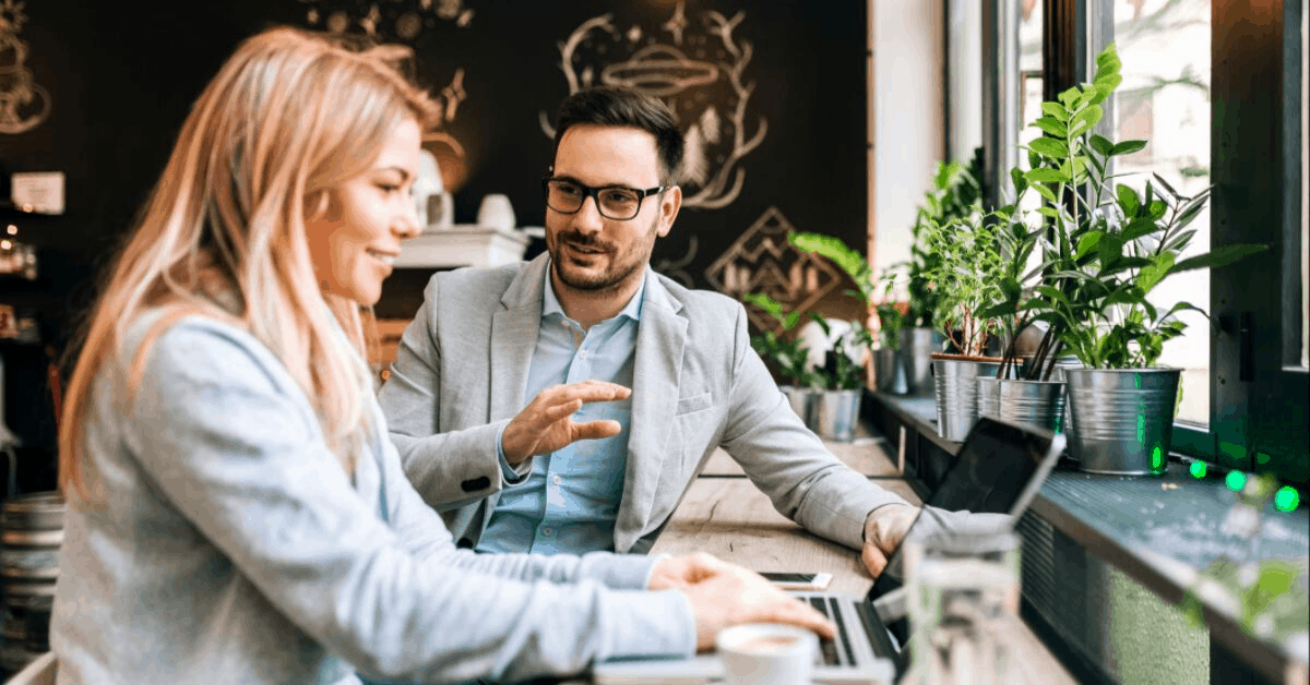 <figcaption>Talk through ideas with colleagues across a London cafe.<em> Image credit: nortonrsx/iStock</em></figcaption>