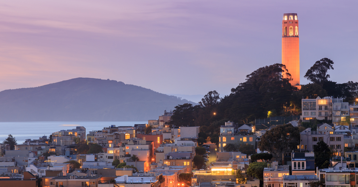 Coit Tower is a famous landmark in San Francisco, California, located atop Telegraph Hill.