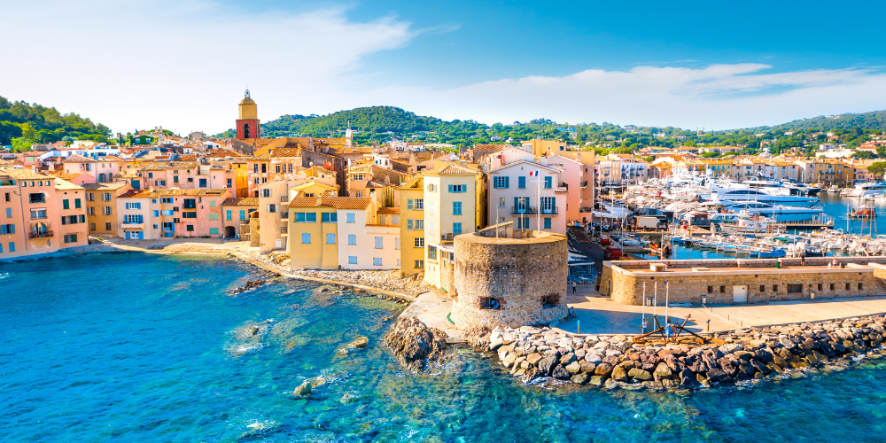 Shot of the Saint Tropez seafront in the sunshine.
