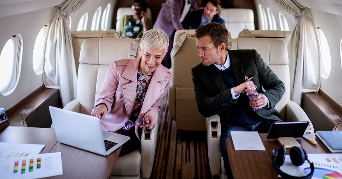 <figcaption>Hiring a private jet to transport your company team to an event could be an affordable option. <em>Image credit: extreme photographer/iStock</em></figcaption>