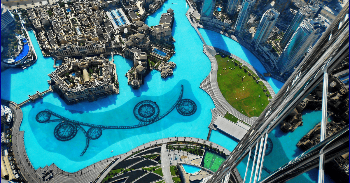 <figcaption class="wp-element-caption">Downtown Dubai view from Burj Khalifa at the top 124 floor.&nbsp;<em>Image credit: Wikimedia</em></figcaption>