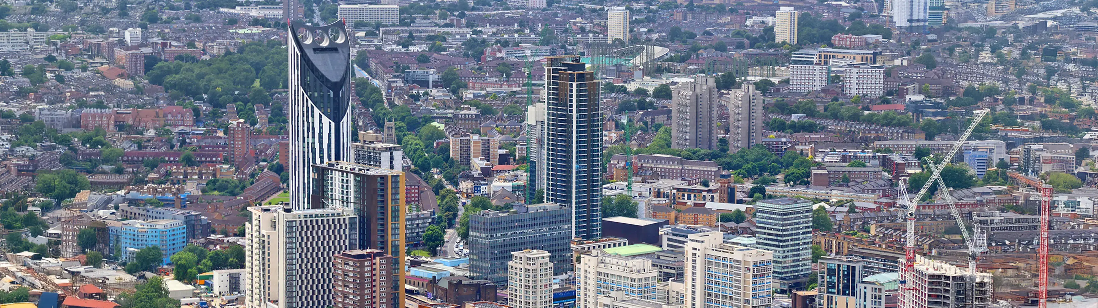 The London skyline from Elephant and Castle.