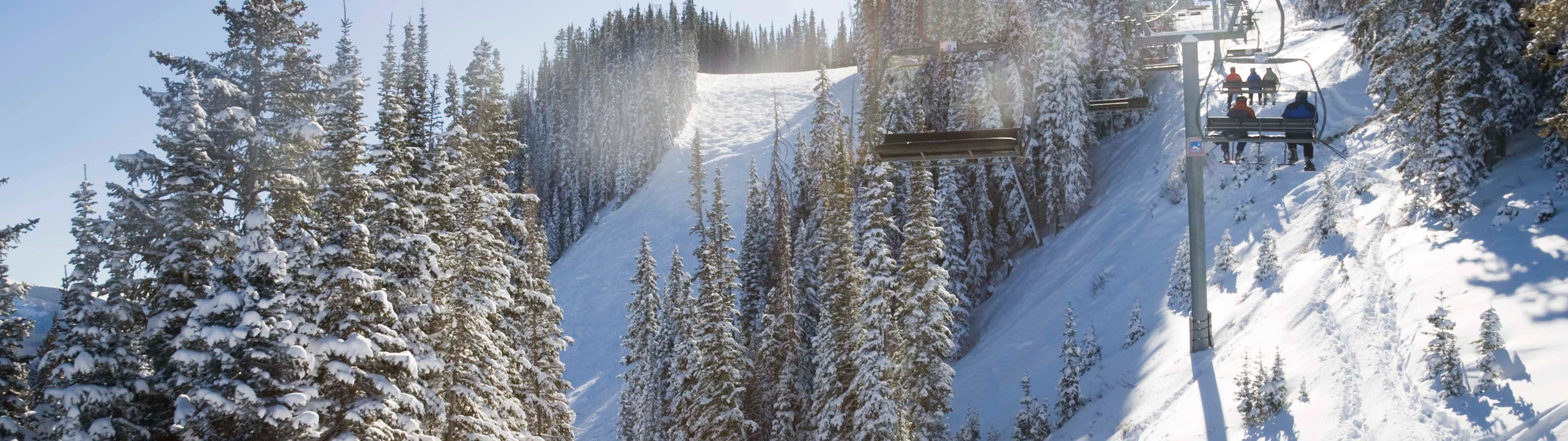 The white, snow-packed slopes of Snowmass.