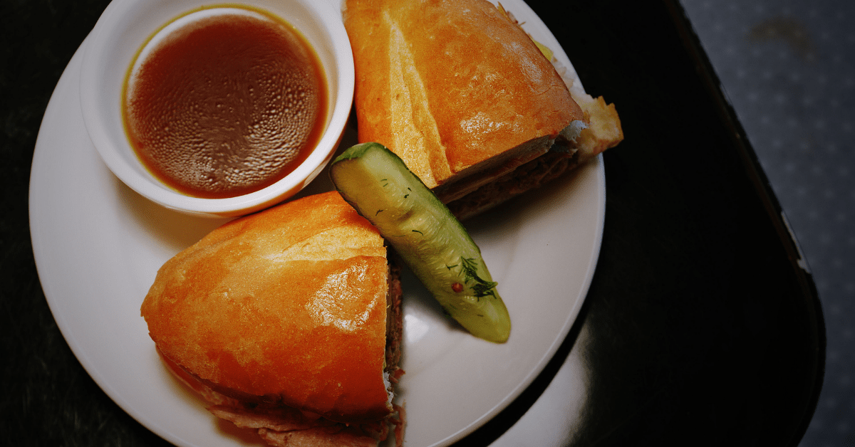 <figcaption>The much-talked about Coles French dip sandwich. <em>Image credit: Courtesy of Cole's French Dip</em></figcaption>