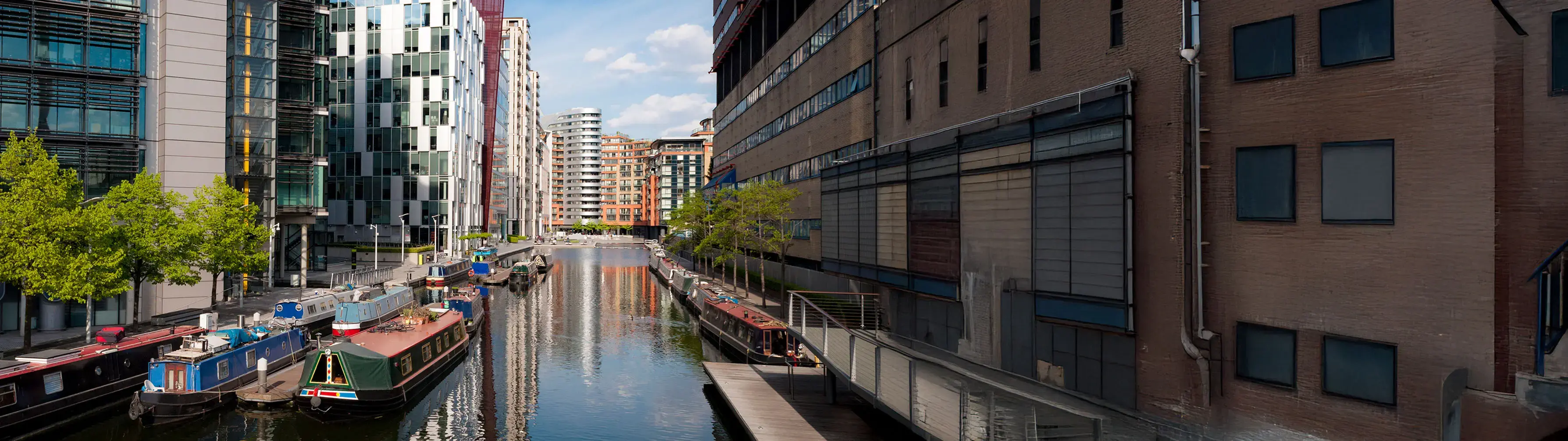 Canalside views in Paddington, London.