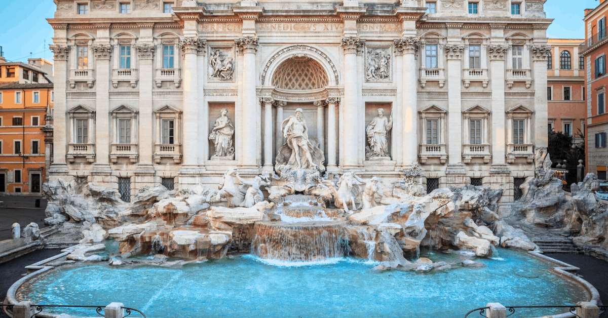 <figcaption>Trevi fountain at sunrise. <em>Image credit: Nicola Forenza/iStock</em></figcaption>