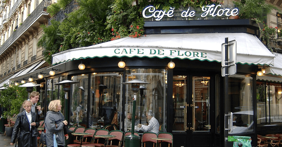 <figcaption class="wp-element-caption">Café de Flore,Paris. <em>Image credit: Wikimedia</em></figcaption>