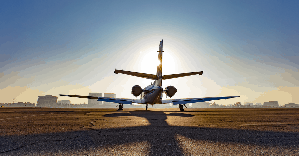 <figcaption>A general aviation aircraft at SNA. <em>Image credit: John Wayne Airport</em></figcaption>