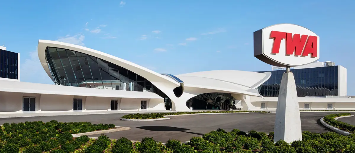 Exterior shot of the former TWA Terminal at JFK Airport.