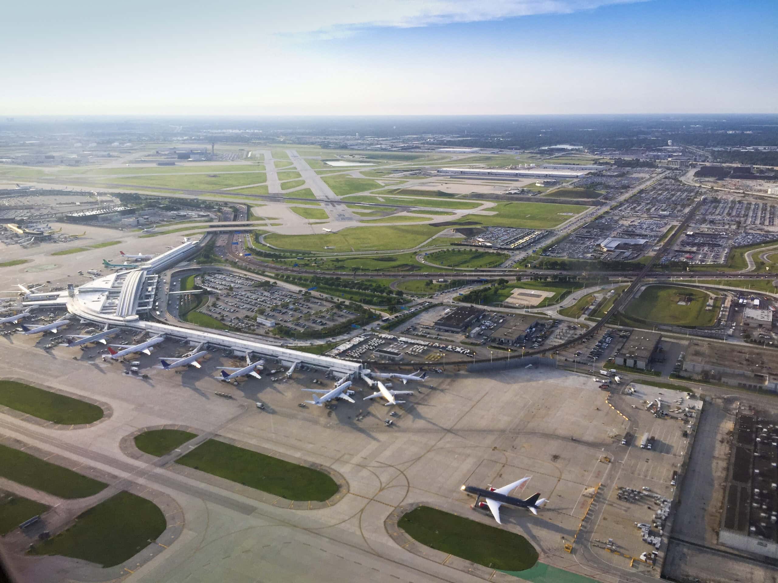 <figcaption class="wp-element-caption">Aerial view of Chicago O’Hare Airport. Image credit: jmsilva/Getty Images</figcaption>