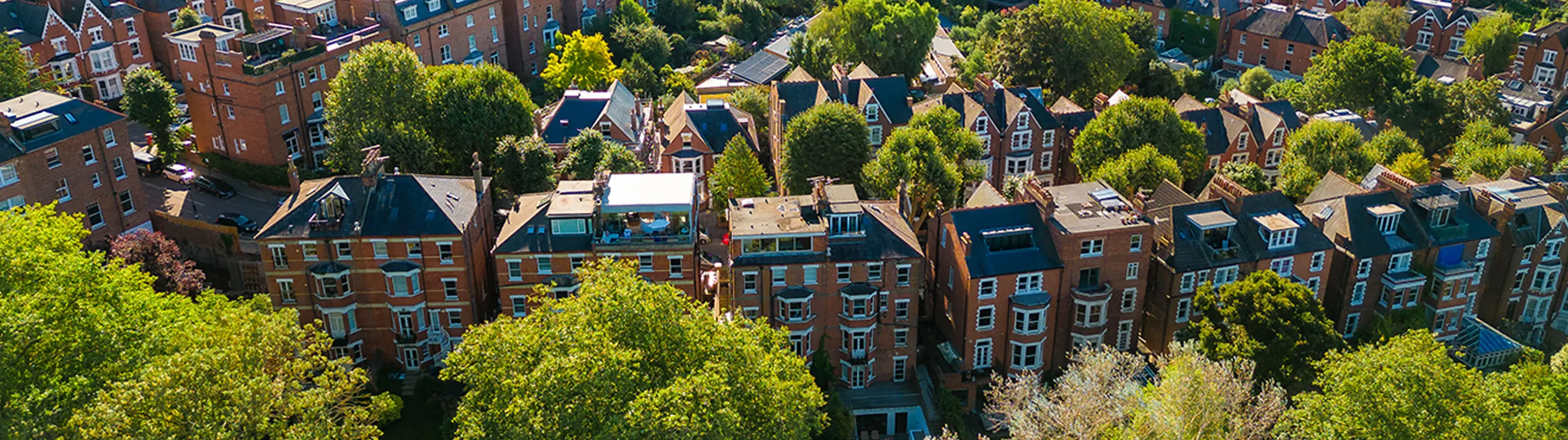 Aerial view of Hampstead townhouses.