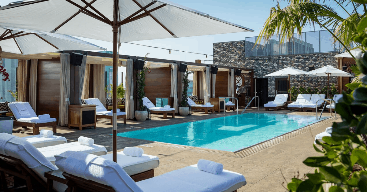 <figcaption>The pool area at Dream Hollywood.<em> Image credit: Dream Hollywood</em></figcaption>