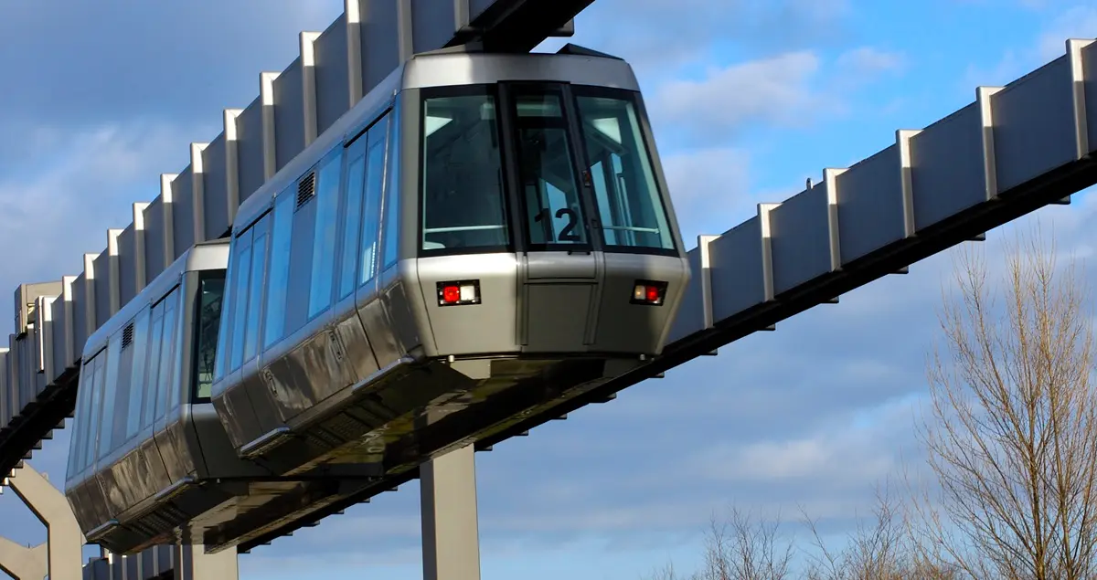 Shot of the SkyTrain on a track at Duesseldorf Airport in Germany.